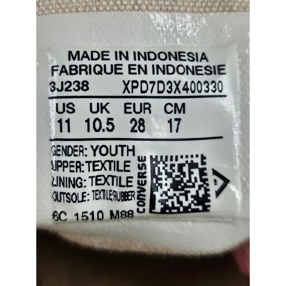 CONVERSE ALL STAR YOUTH PINK LOW TOP CHUCK TAYLOR SNEAKERS SIZE 11 - Picture 5 of 11